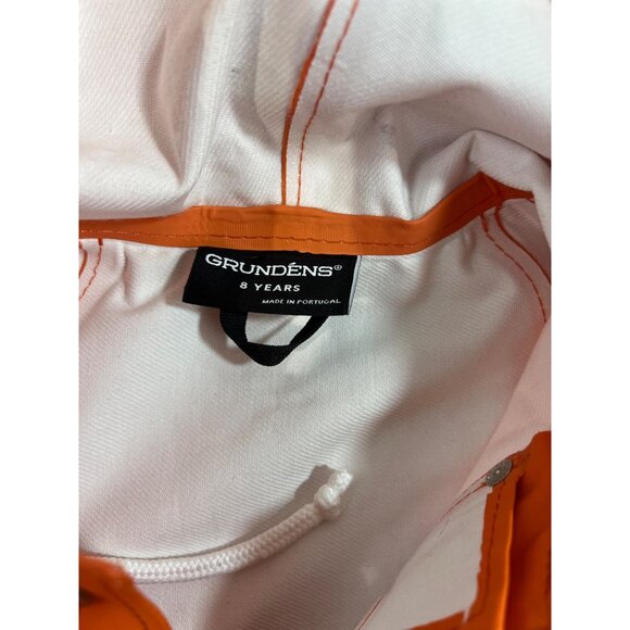 Grundens Youth Waterproof Orange Hooded Raincoat Sz. 8 Years NWOT Unisex - Picture 4 of 9